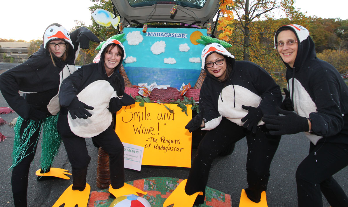 HCC education faculty members created a penguins of madagascar display for the inaugural Trunk or Treat event. 