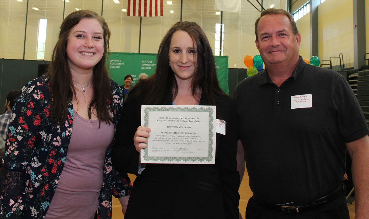 Burns family with scholarship recipient Brittany Moreland, center. 