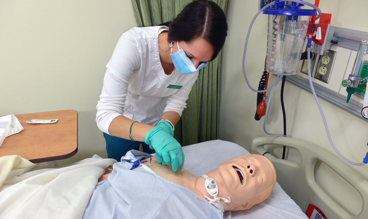 HCC nursing student takes part in a simulation exercise at the Center for Health Education