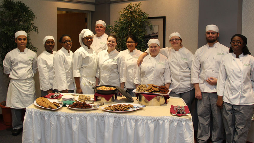 Culinary Arts students gather for the One Campus, One Theme: Food finale celebration.