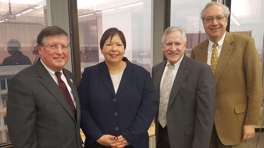 Christina Royal with others after her appointment was approved by the Board of Higher Education. 