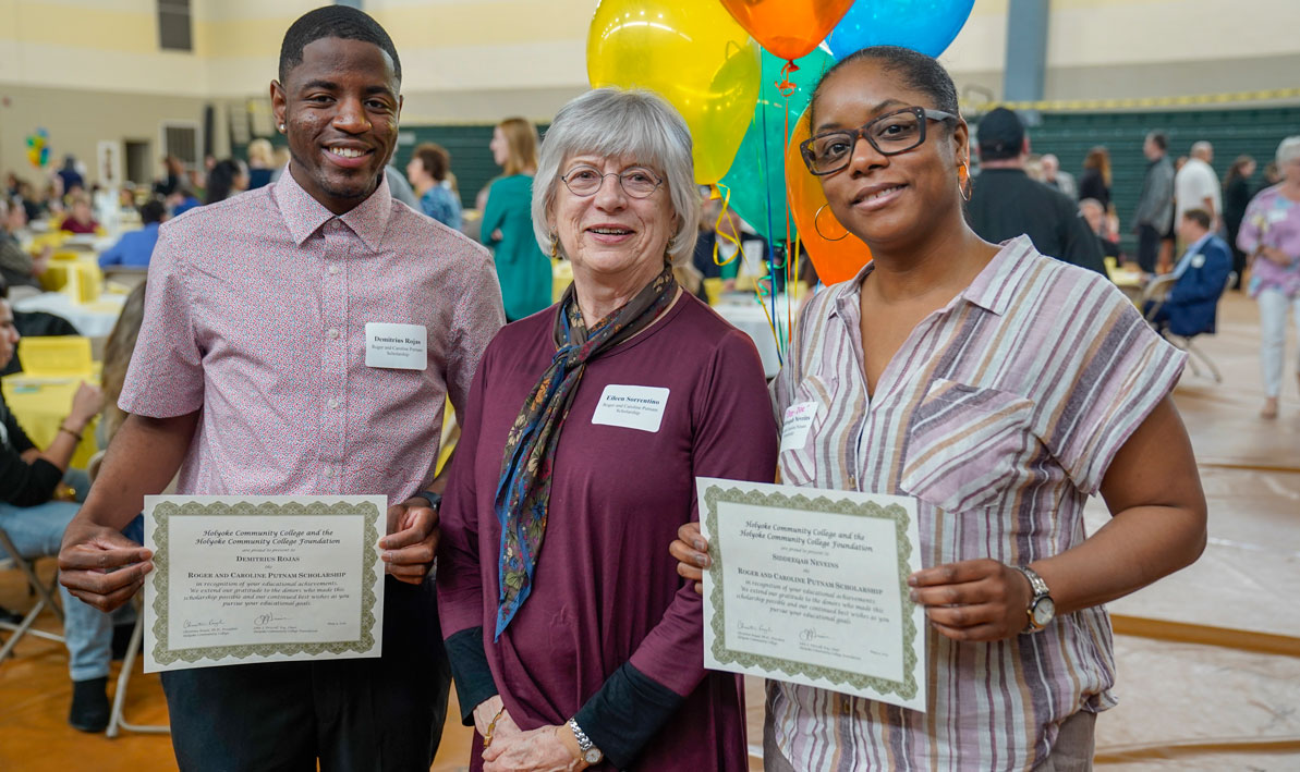 Scholarship recipient and donor at reception