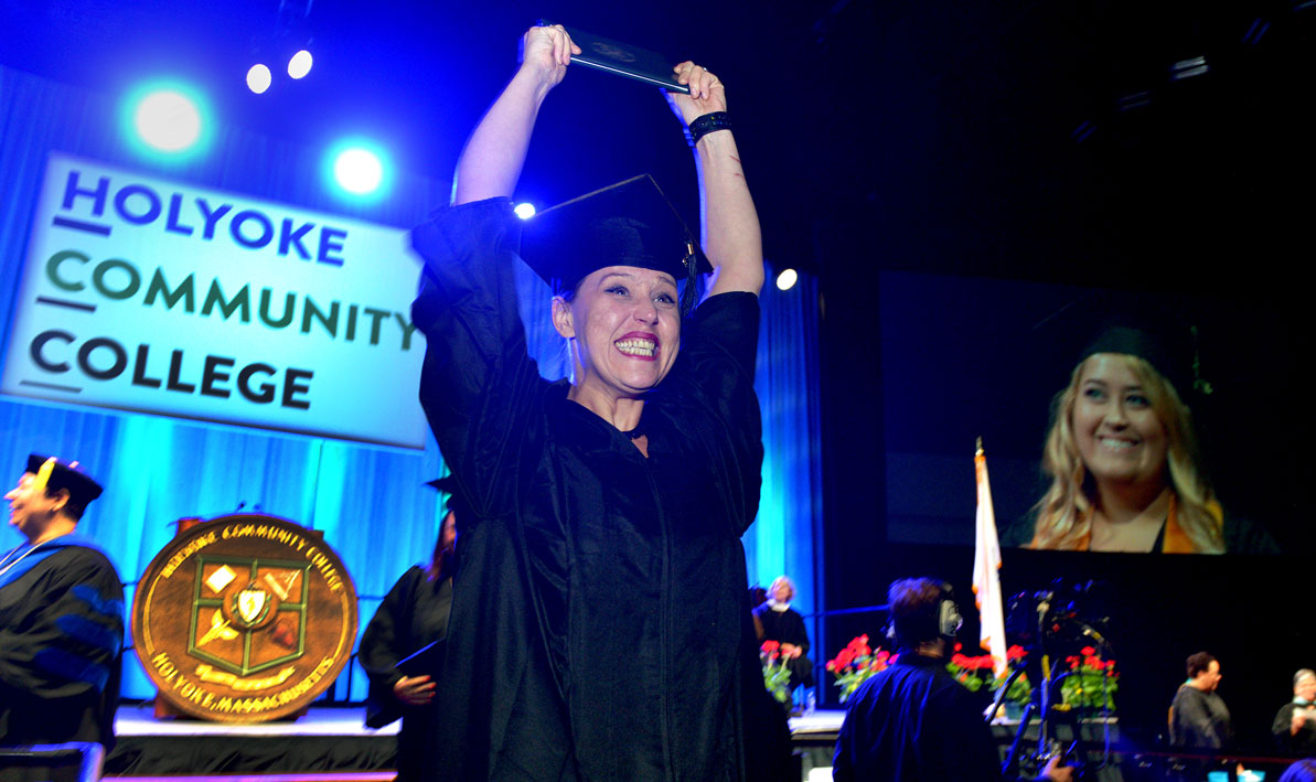 An HCC student at Commencement in 2019