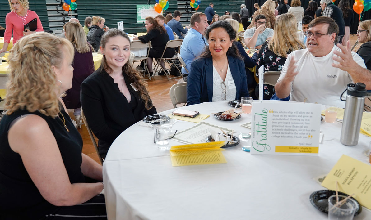 Scholarship recipients mingle with donors at HCC's annual scholarship reception. 