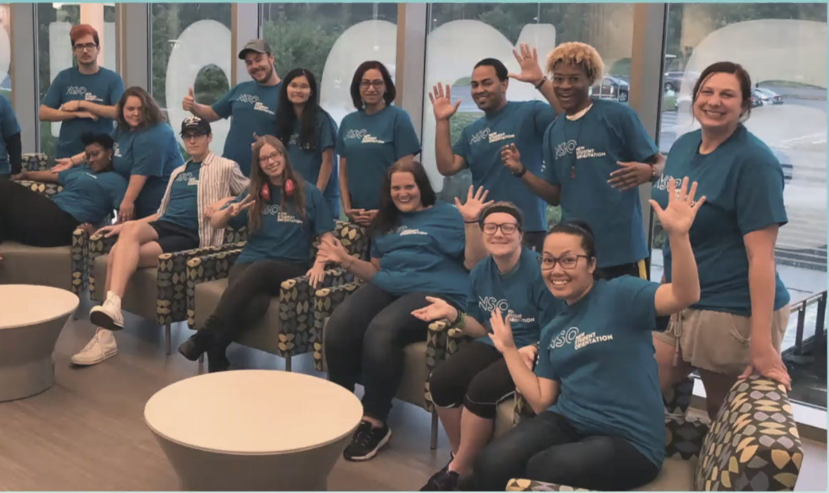 HCC New Student Orientation leaders gather in the Campus Center early in the spring semester