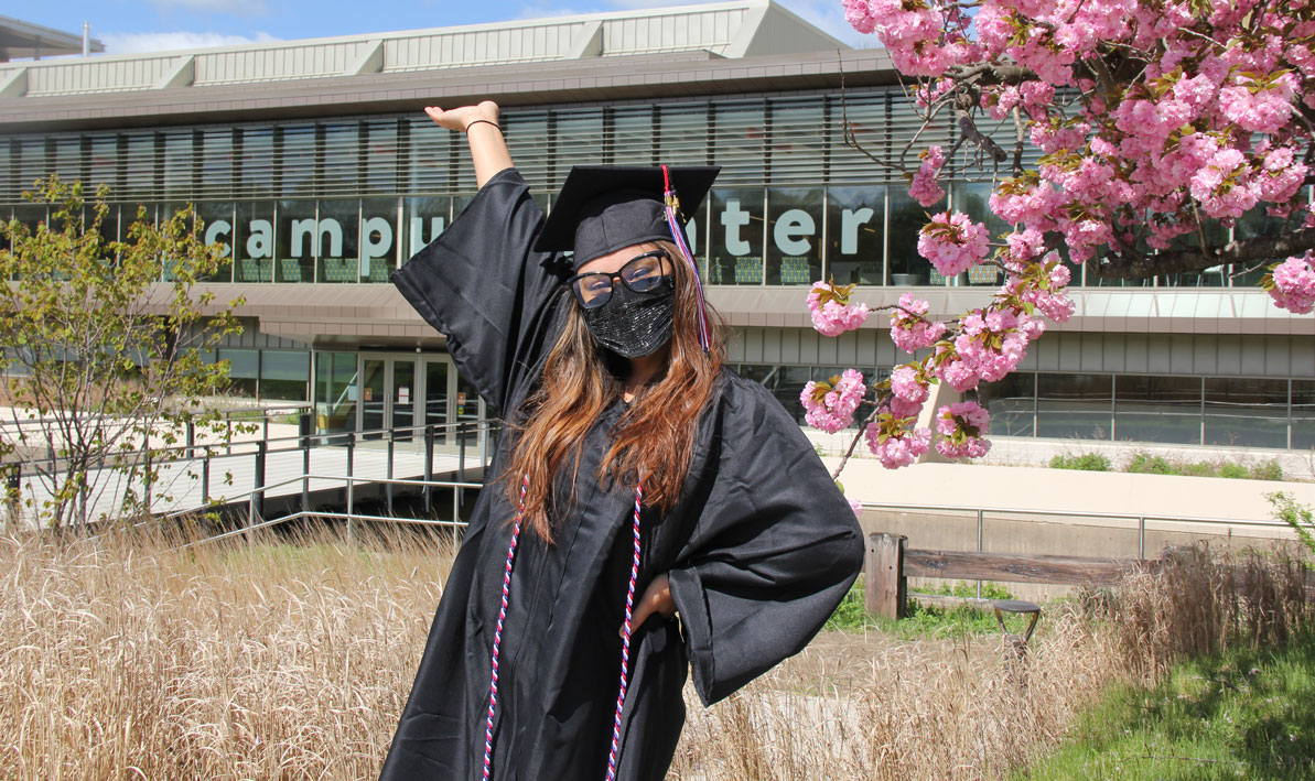 Cynthia Rivera in her cap and gown