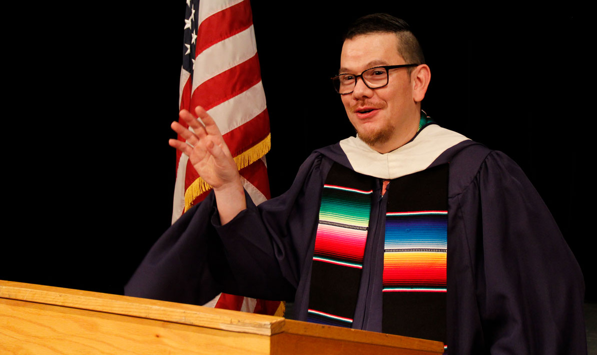 Raúl Gutiérrez, associate professor of Spanish, delivers his Commencement address to the classes of 2020 and 2021. 