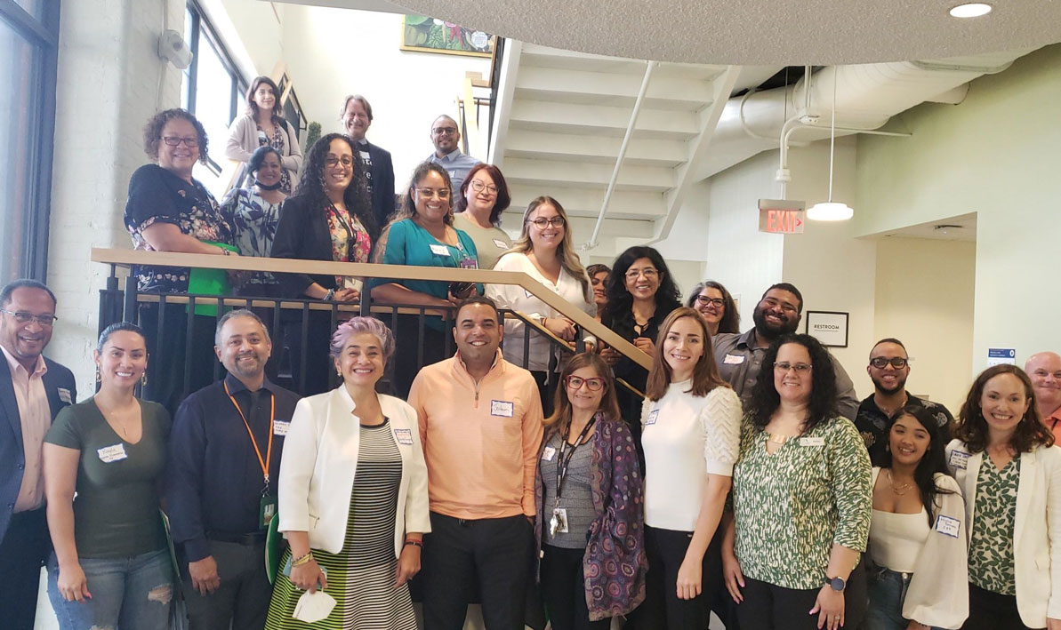 Holyoke mayor Joshua Garcia, front center, and other community leaders visited the Culinary Arts Institute on Thursday, August 19