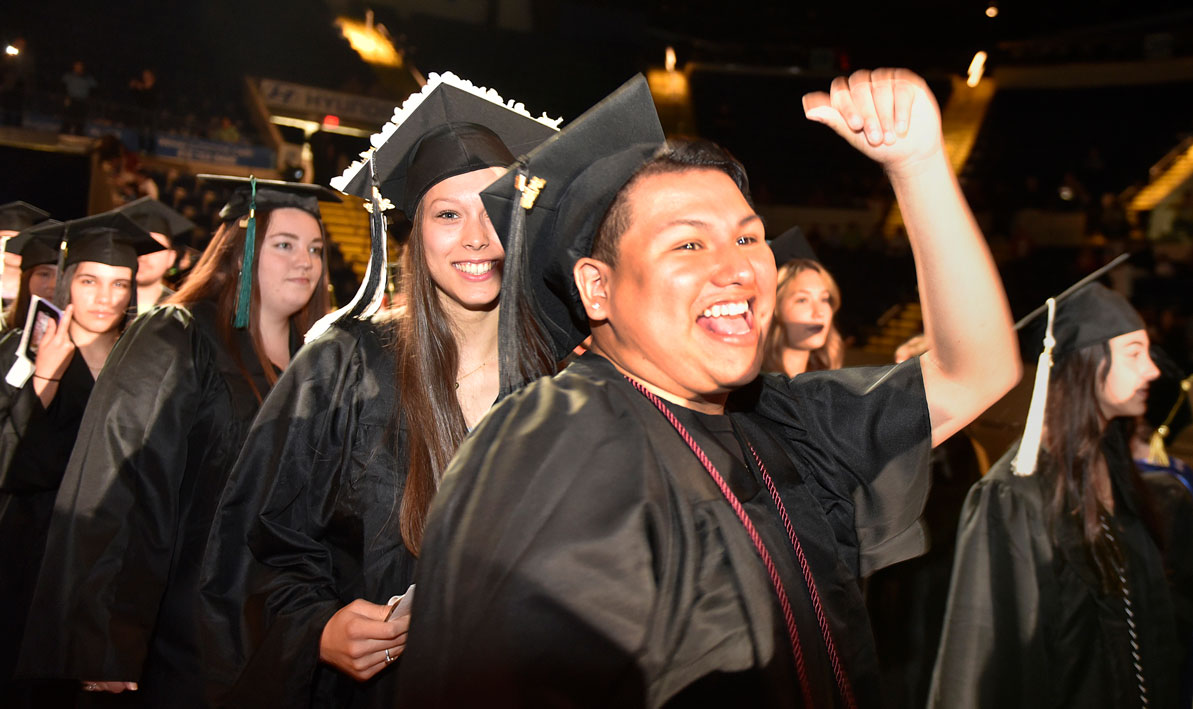 Graduates enter the MassMutual Center for Commencement 2023