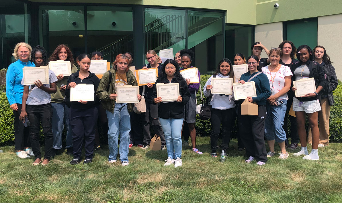 Springfield public school students outside the Center for Health Education and Simulation