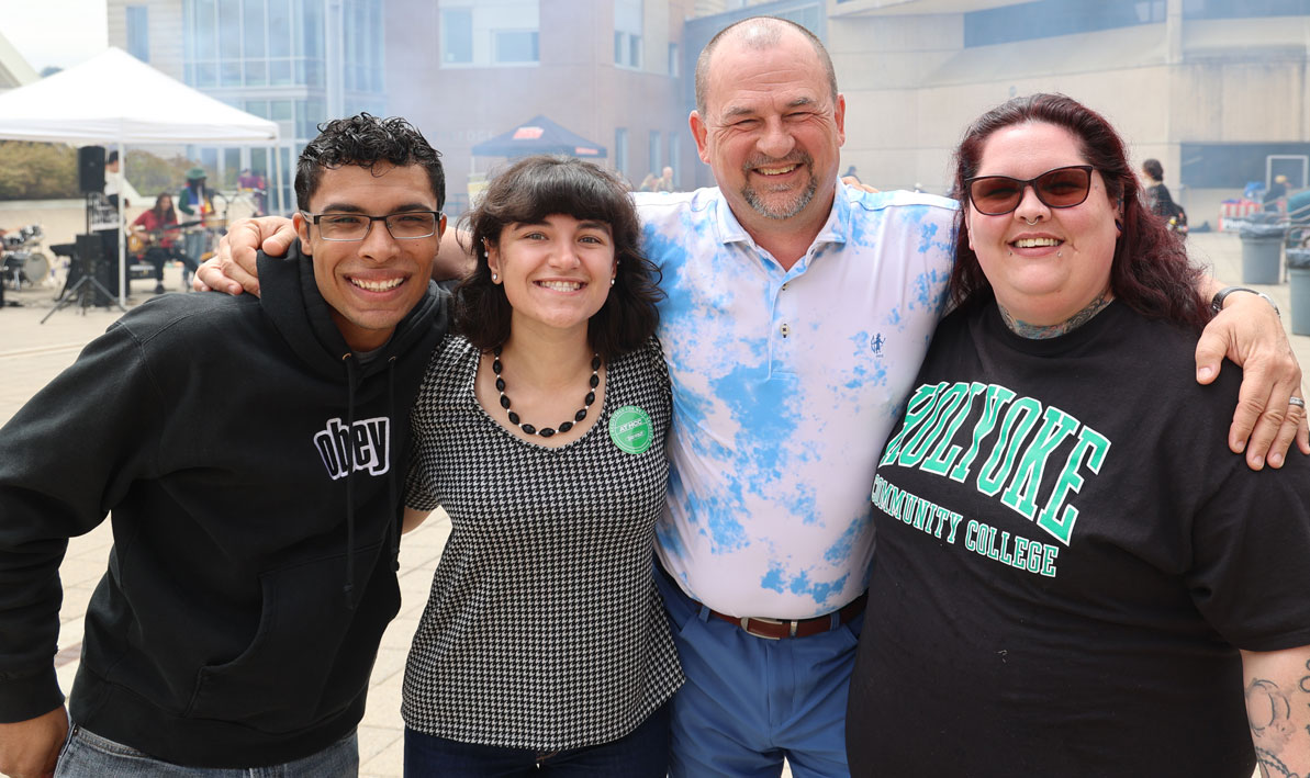 Tom Stewart, HCC director of athletics and student engagement, with students during Spring Fling. 