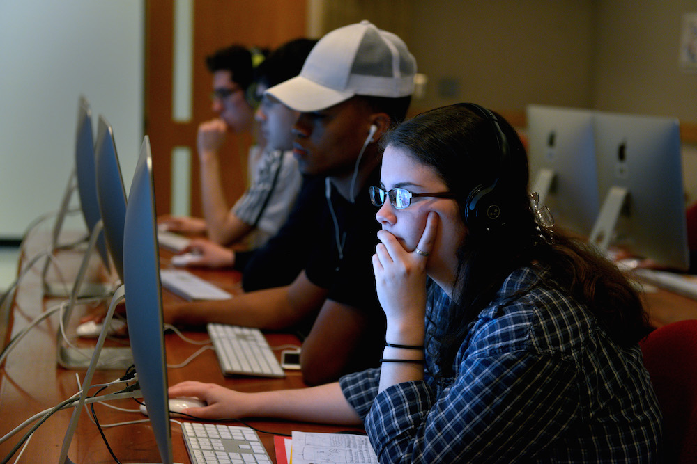 Computer information students in a computer lab