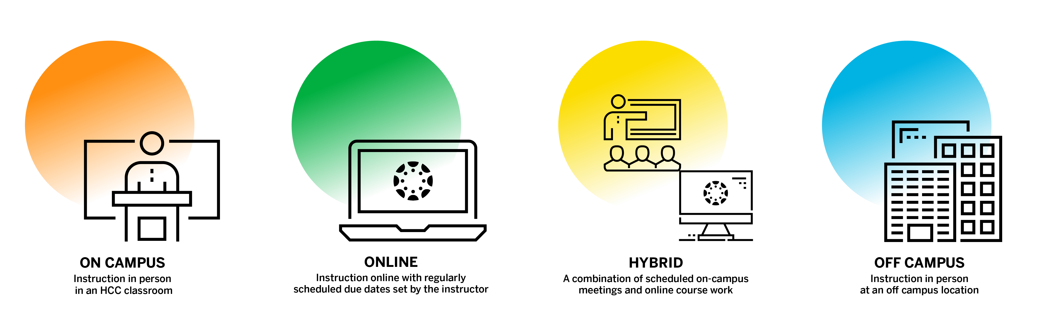 Graphic displaying course modalities