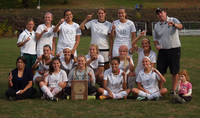 The 2017 HCC women's soccer team, New England champions.